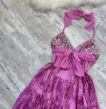 Niulatu Halter Sheath Satin Short Prom Dresses, Beads Backless Homecoming Dresses HZ1026