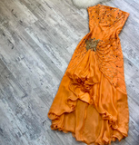 Niulatu Strapless Sheath Chiffon Beaded Short Prom Dresses,Orange Homecoming Dressess HZ1026