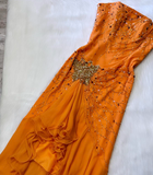 Niulatu Strapless Sheath Chiffon Beaded Short Prom Dresses,Orange Homecoming Dressess HZ1026