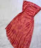 Niulatu Strapless Sheath Printed Chiffon Short Prom Dresses,Dark Peach Homecoming Dresses HZ1026