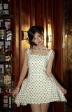 Niulatu A-Line Satin Short Prom Dresses, Sleeveless Homecoming Dresses, Polka Dot Birthday Dresses HZ1026
