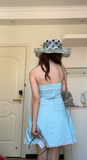 Niulatu Strapless Bodycon Satin Homecoming Dress Polka Dot Blue Birthday Dresses HZ1026