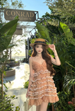 Niulatu Spaghetti Straps Sheath Short Prom Dresses, Peach Homecoming Dresses HZ1026