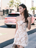 Niulatu Strapless Sheath Homecoming Dresses, Tulle Applique Sleeveless Short Prom Dresses HZ1026