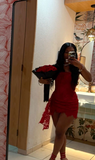 Niulatu Strapless Sheath Short Prom Dresses, Red Homecoming Dresses HZ1026