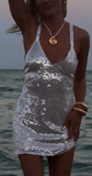 Niulatu V neck Sheath Short Open Back Prom Dresses, Silver Homecoming Dresses HZ1026
