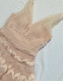 Niulatu neck Sheath Short Prom Dresses Tulle Birthday Dresses, Light Champagne Homecoming Dresses HZ1026