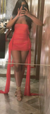 Niulatu Strapless Bodycon Chiffon Short Prom Dresses, Burgundy Homecoming Dresses HZ1026
