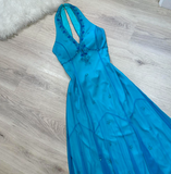 Niulatu Halter Sheath Chiffon Beaded Short Prom Dresses, Blue Homecoming Dresses HZ1026