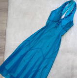 Niulatu Halter Sheath Chiffon Beaded Short Prom Dresses, Blue Homecoming Dresses HZ1026