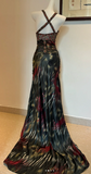 Niulatu V neck Sheath Satin Beaded Long Prom Dresses, Pleated Formal Evening Dresses HZ1026