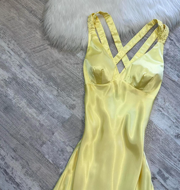 Niulatu A-Line Yellow Formal Dresses, V Neck A-Line Long Guest Dresses, Open Back Evening Gowns HZ1026