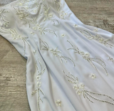 Niulatu White Formal Dresses,Spaghetti Straps Sheath Guest Dresses, Beaded Long Prom Dresses HZ1026