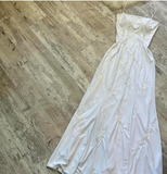 Niulatu White Formal Dresses,Spaghetti Straps Sheath Guest Dresses, Beaded Long Prom Dresses HZ1026