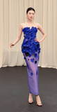 Niulatu Strapless Sheath Foral Long Prom Dresses, Royal Blue Formal Evening Dresses HZ1026