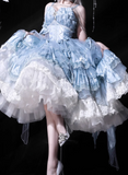 Niulatu Straps Ball Gown Lace Tulle Birthday Dresses Cute Blue Lolita Dresses HZ1026
