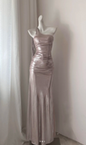 Niulatu One-Shoulder Sheath Long Prom Dresses£¬Pink Evening Dresses HZ1026