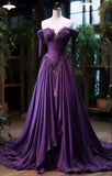 Niulatu Sweetheart Neck Sheath Chiffon Applique Long Prom Dresses Purple Sweet 16 Dress HZ1026