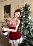 Niulatu Red Hoco Dress Strapless Birthday Dresses Velvet Christmas Dresses HZ1026
