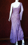 Niulatu One Shoulder Sheath Long Prom Dresses,Beaded Chiffon Purple Formal Dresses HZ1026