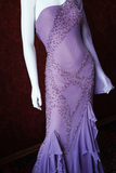 Niulatu One Shoulder Sheath Long Prom Dresses,Beaded Chiffon Purple Formal Dresses HZ1026