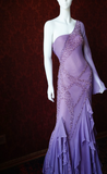 Niulatu One Shoulder Sheath Long Prom Dresses,Beaded Chiffon Purple Formal Dresses HZ1026