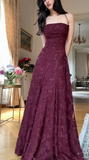 Niulatu Spaghetti Strap Sheath Wedding Guest Dresses,Lace Rust Red Formal Dresses HZ1026