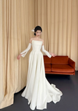Niulatu Strapless A-line Simple Wedding Dresses Ivory Bridal Gowns HZ1026