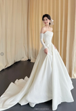 Niulatu Strapless A-line Simple Wedding Dresses Ivory Bridal Gowns HZ1026