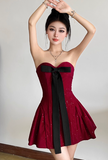 Niulatu Birthday Dresses Strapless Hoco Dresses Burgundy Short New Year's Evening Dresses HZ1026