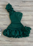 Niulatu One Shoulder Birthday Dresses Dark Green Tight Hoco Dresses HZ1026