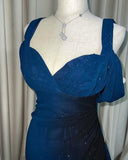 Niulatu Gradient Blue Birthday Dresses V-neck Glitter Chiffon Sheath Prom Dresses Party Dresses HZ1026