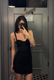 Niulatu Tight Hoco Dresses Black Short Prom Dresses Spaghetti Straps Birthday Dresses HZ1026