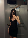 Niulatu Tight Hoco Dresses Black Short Prom Dresses Spaghetti Straps Birthday Dresses HZ1026