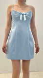 Niulatu Pale Blue Hoco Dresses, Sheath Short Prom Dresses, Satin Spaghetti Strap Birthday Dresses Sheath Short Prom Dresses HZ1026