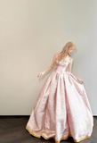Niulatu Sweetheart A-Line Long Prom Dresses, Satin Pink Long Formal Dresses Sweet 16 Dress HZ1026