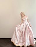 Niulatu Sweetheart A-Line Long Prom Dresses, Satin Pink Long Formal Dresses Sweet 16 Dress HZ1026