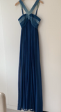 Niulatu V-neck Sheath Long Prom Dresses, Chiffon Blue Formal Dresses HZ1026
