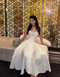 Niulatu Strapless A-Line Birthday Dresses, White Formal Dresses HZ1026