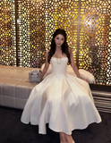 Niulatu Strapless A-Line Birthday Dresses, White Formal Dresses HZ1026