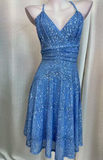 Niulatu Halter Neck Sheath Birthday Dresses, Sequin Blue Hoco Dresses HZ1026
