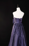 Niulatu Strapless A-Line Prom Dresses, Dark Purple Long Formal Dresses HZ1026