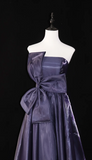 Niulatu Strapless A-Line Prom Dresses, Dark Purple Long Formal Dresses HZ1026