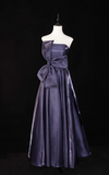 Niulatu Strapless A-Line Prom Dresses, Dark Purple Long Formal Dresses HZ1026