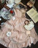 Niulatu Spaghetti Strap A-Line Long Prom Dresses Pink Birthday Dresses Pink Formal Dresses HZ1026