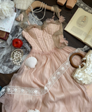 Niulatu Spaghetti Strap A-Line Long Prom Dresses Pink Birthday Dresses Pink Formal Dresses HZ1026