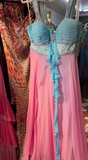 Niulatu Straps Sheath Birthday Dresses Chiffon Pink Formal Dresses HZ1026