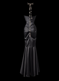 Niulatu Strapless Mermaid Long Prom Dresses Satin Black Formal Dresses HZ1026