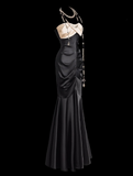 Niulatu Strapless Mermaid Long Prom Dresses Satin Black Formal Dresses HZ1026