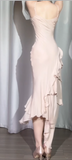 Niulatu Spaghetti Strap Sheath Long Prom Dresses Chiffon Applique Formal Dresses HZ1026